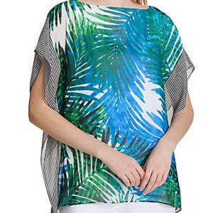 Calvin Klein Palm Print Poncho Size Large EUC